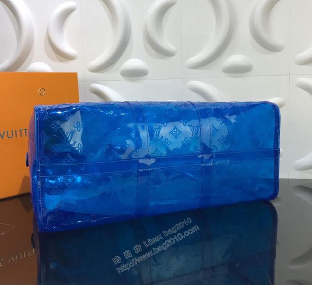 LV旅行包 頂級原單 路易威登肩背包 Monogram印花PVC 多彩KEEPALL50旅行袋 斜挎斜挎包  ydh2825